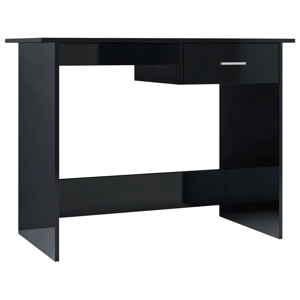 vidaXL Desk High Gloss Black 100x50x76 cm Engineered Wood