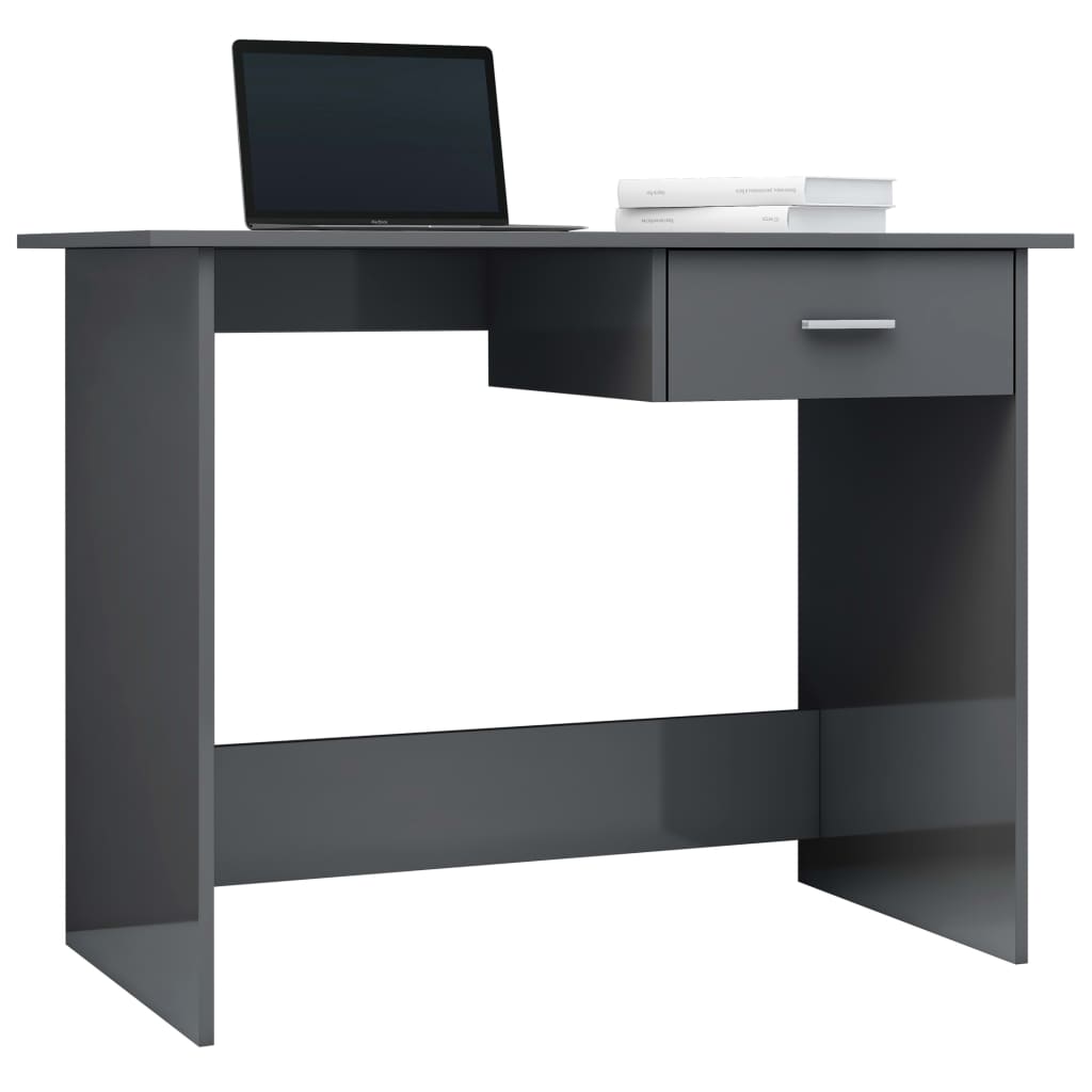 vidaXL Desk High Gloss Grey 100x50x76 cm Engineered Wood