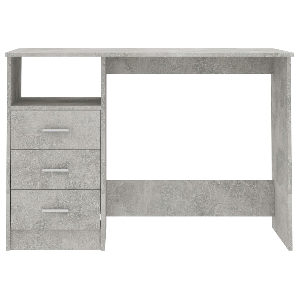 vidaXL Desk with Drawers Concrete Grey 110x50x76 cm Engineered Wood