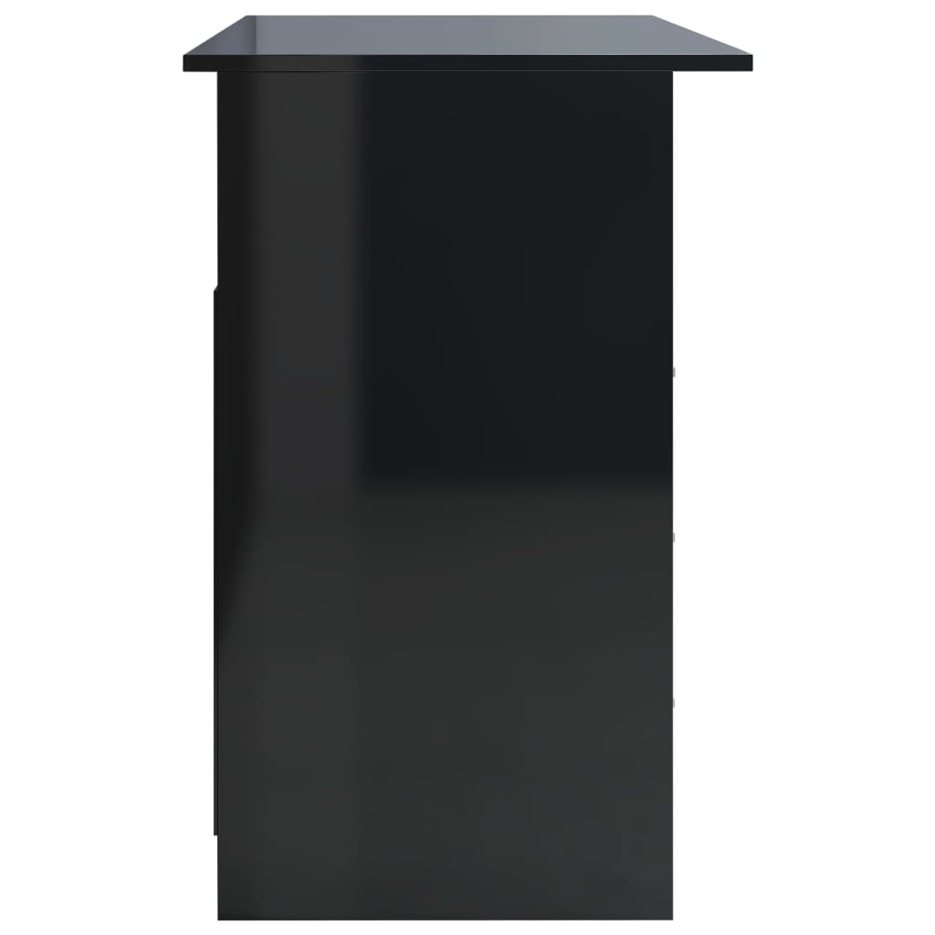 vidaXL Desk with Drawers High Gloss Black 110x50x76 cm Engineered Wood