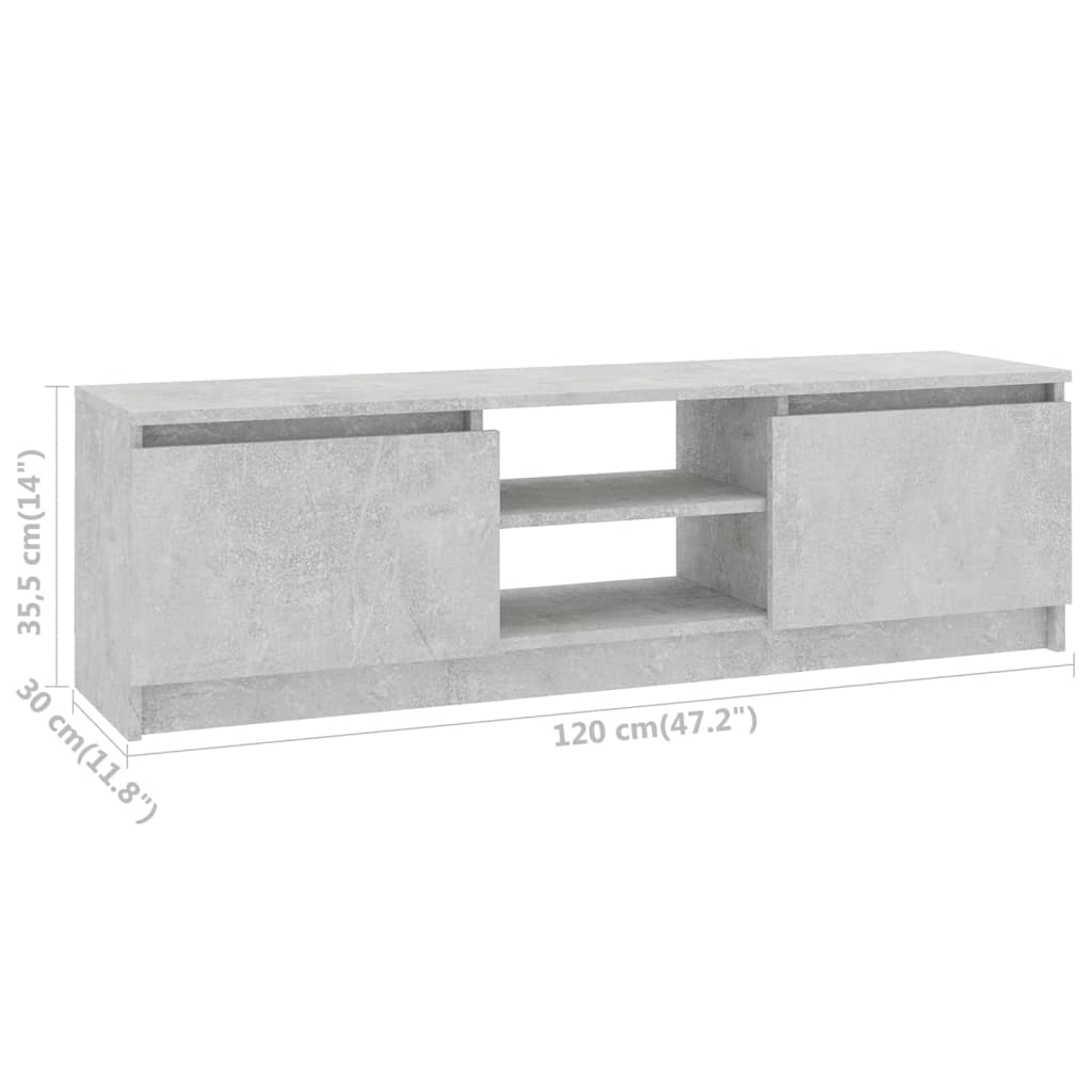 vidaXL TV Cabinet Concrete Grey 120x30x35.5 cm Engineered Wood