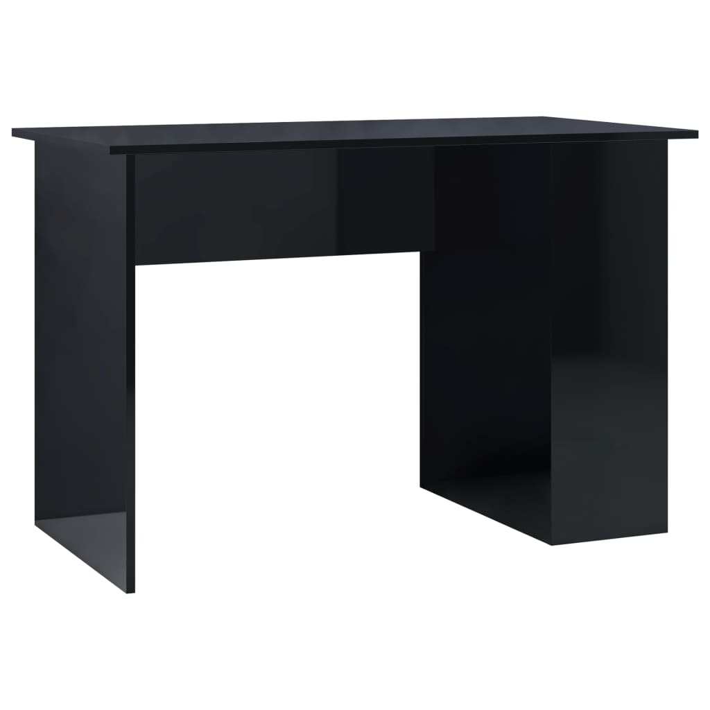 vidaXL Desk High Gloss Black 110x60x73 cm Engineered Wood