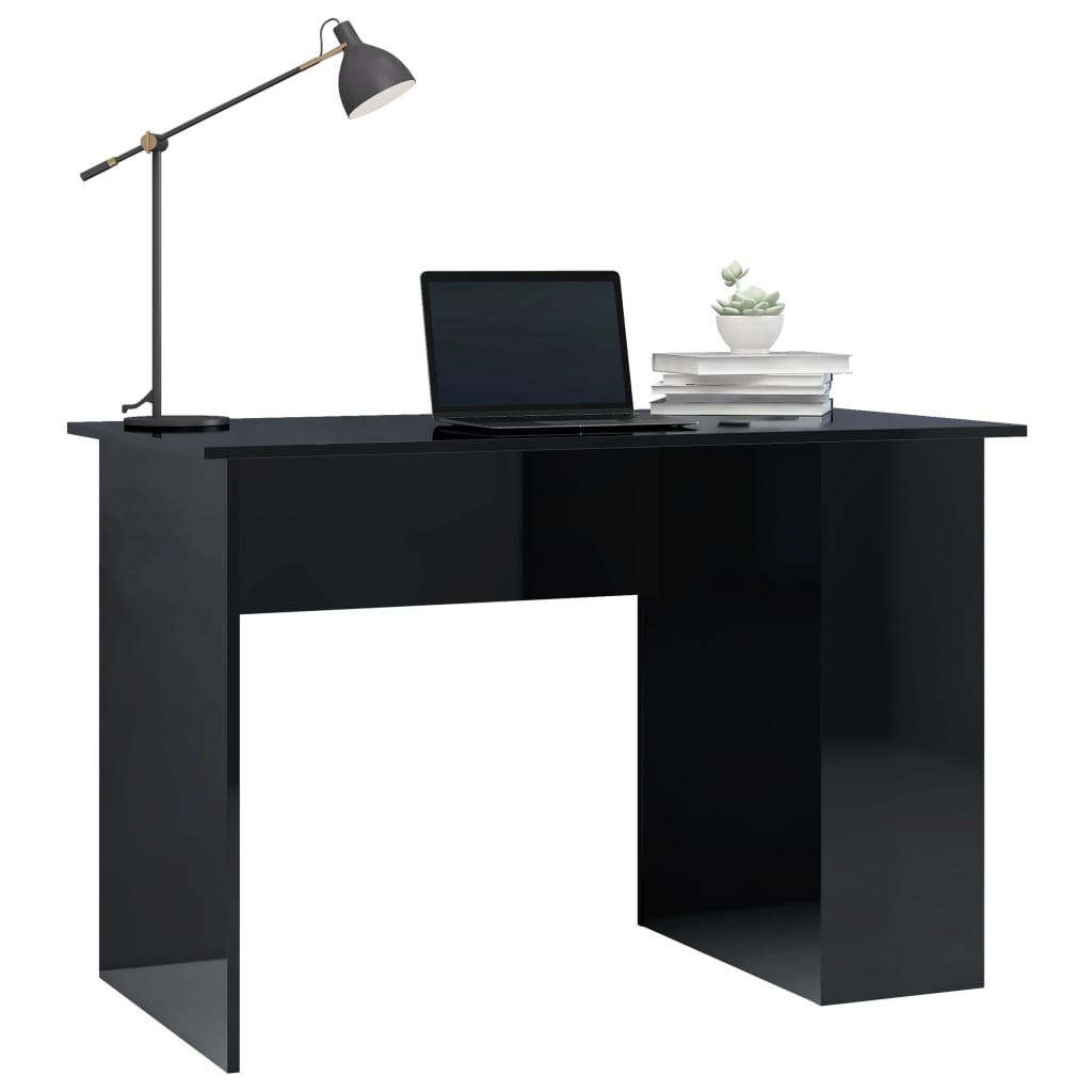 vidaXL Desk High Gloss Black 110x60x73 cm Engineered Wood