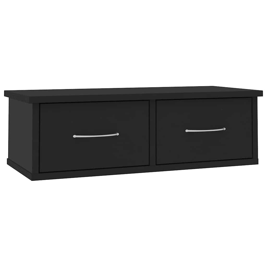 800586 vidaXL Wall-mounted Drawer Shelf Black 60x26x18,5 cm Engineered Wood