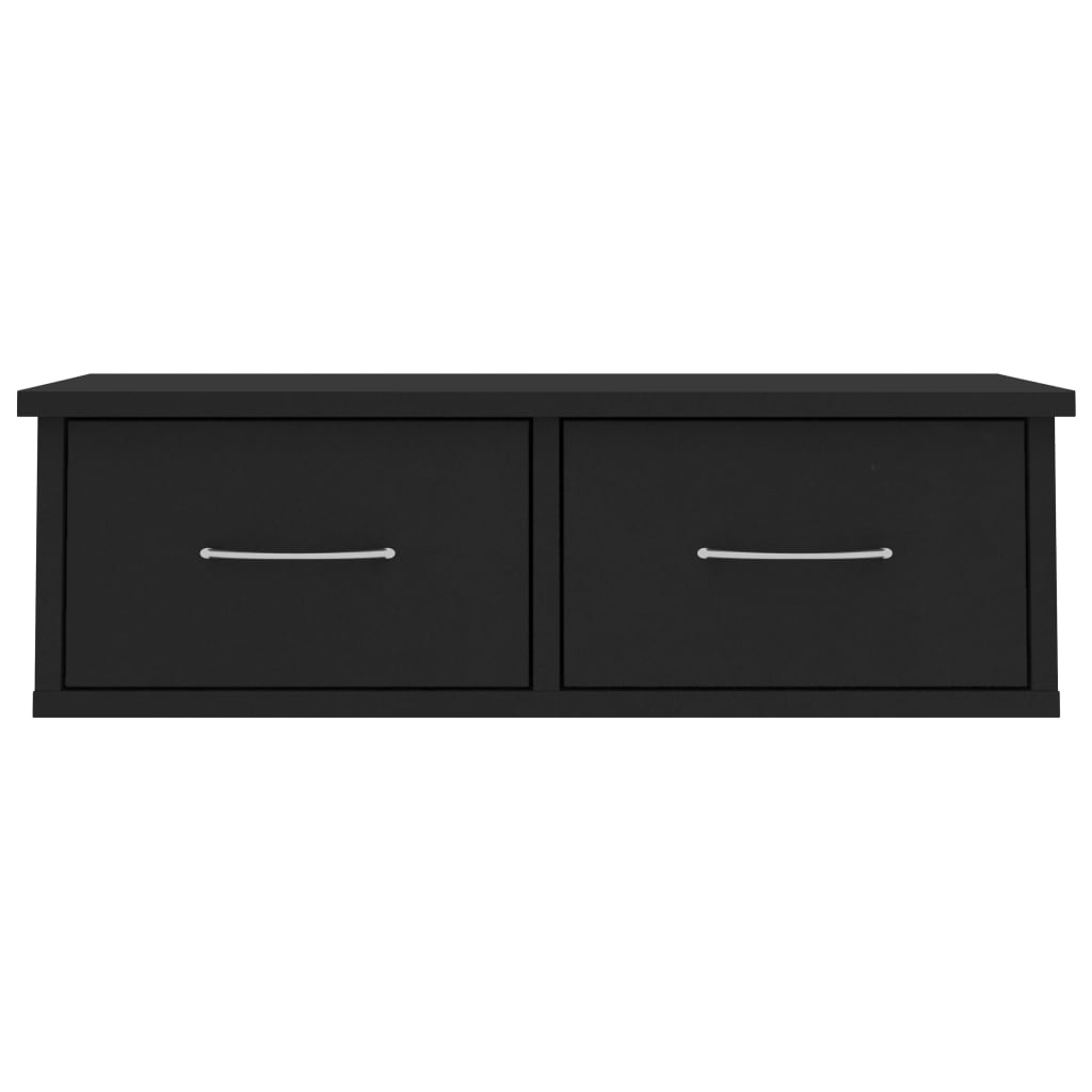 vidaXL Wall-mounted Drawer Shelf Black 60x26x18.5 cm Engineered Wood