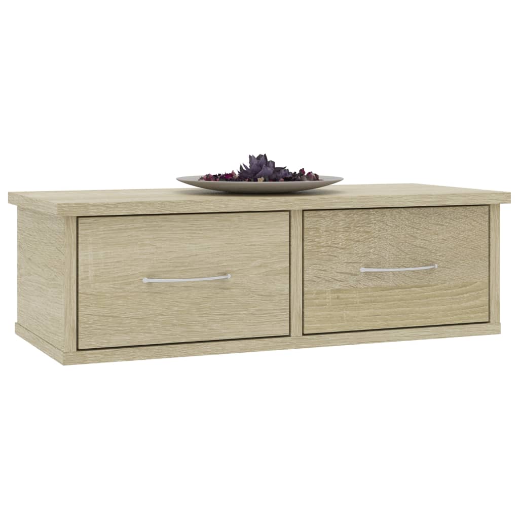 800588 vidaXL Wall-mounted Drawer Shelf Sonoma Oak 60x26x18,5 cm Engineered Wood