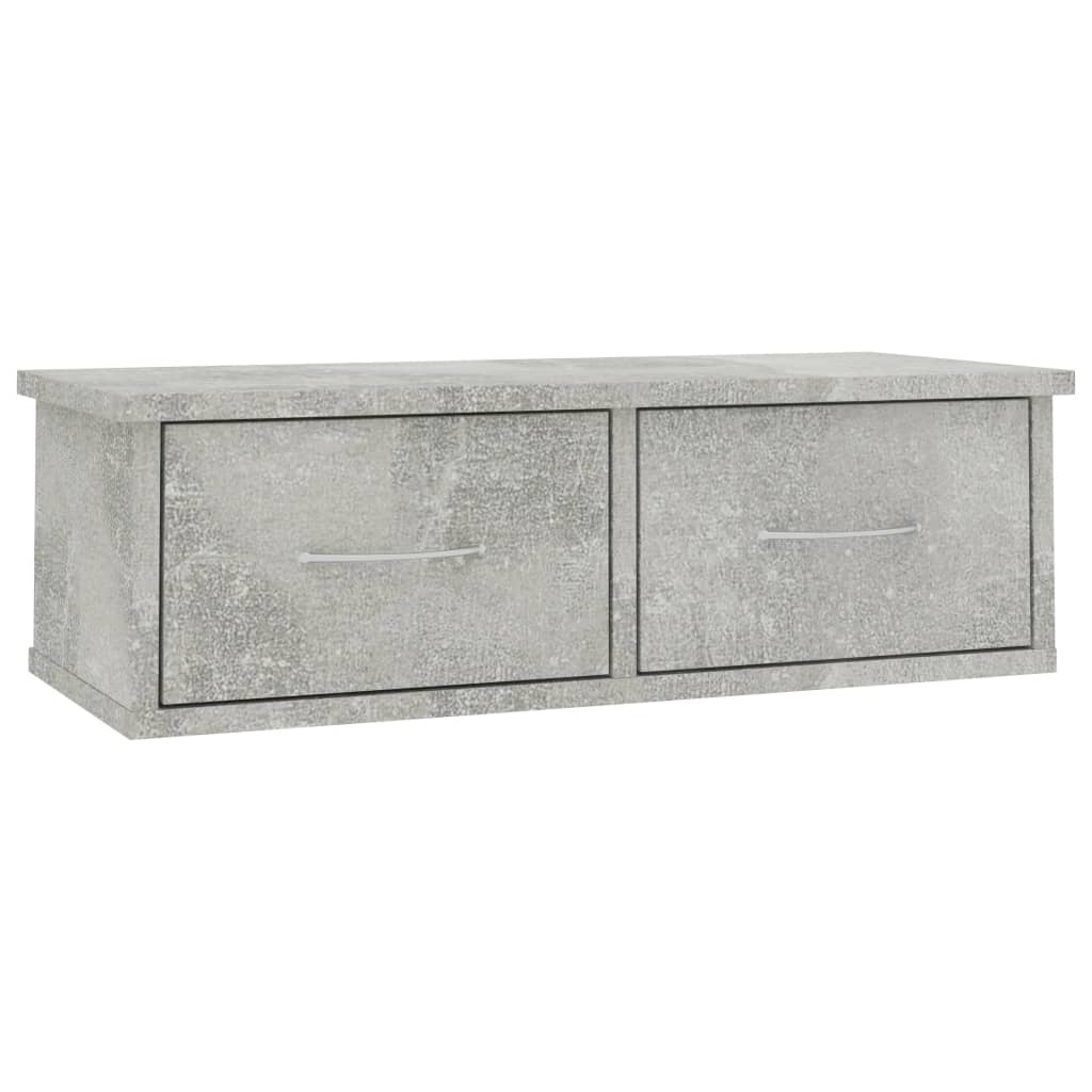 800589 vidaXL Wall-mounted Drawer Shelf Concrete Grey 60x26x18,5 cm Engineered Wood