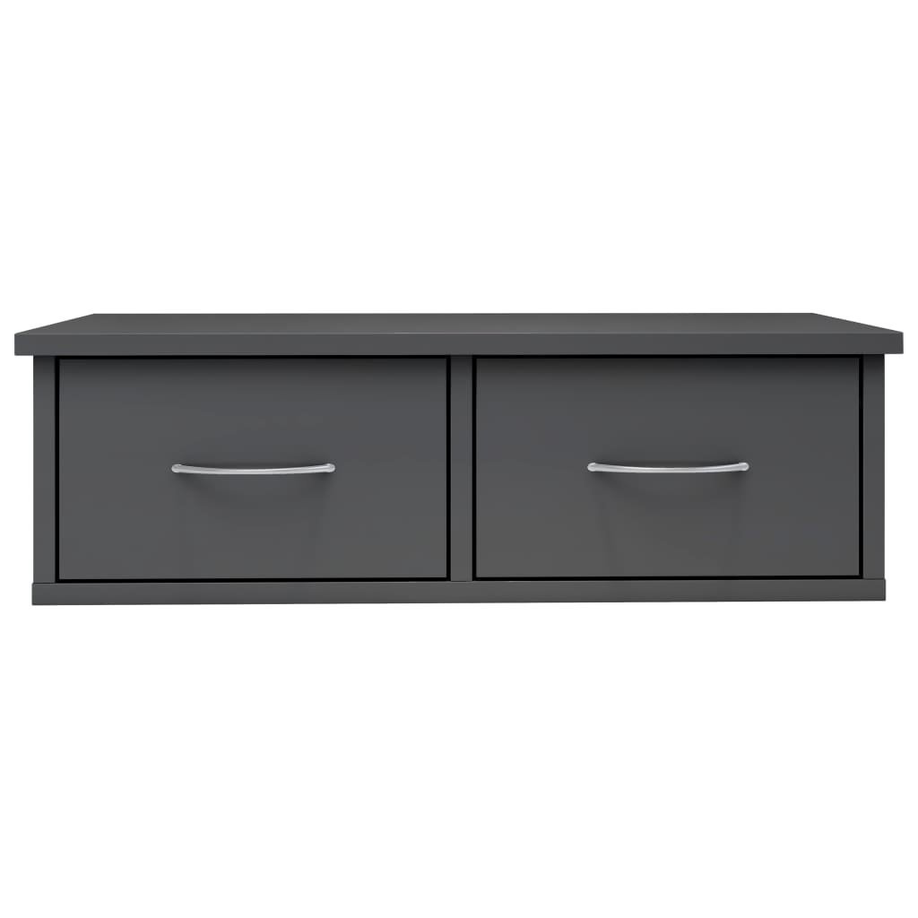 Wall-mounted Drawer Shelf High Gloss Grey 60x26x18.5 cm Engineered Wood