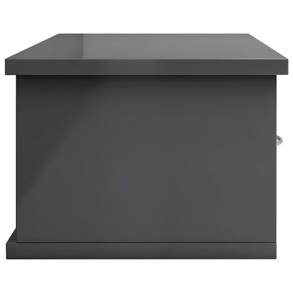 vidaXL Wall-mounted Drawer Shelf High Gloss Grey 60x26x18.5 cm Engineered Wood