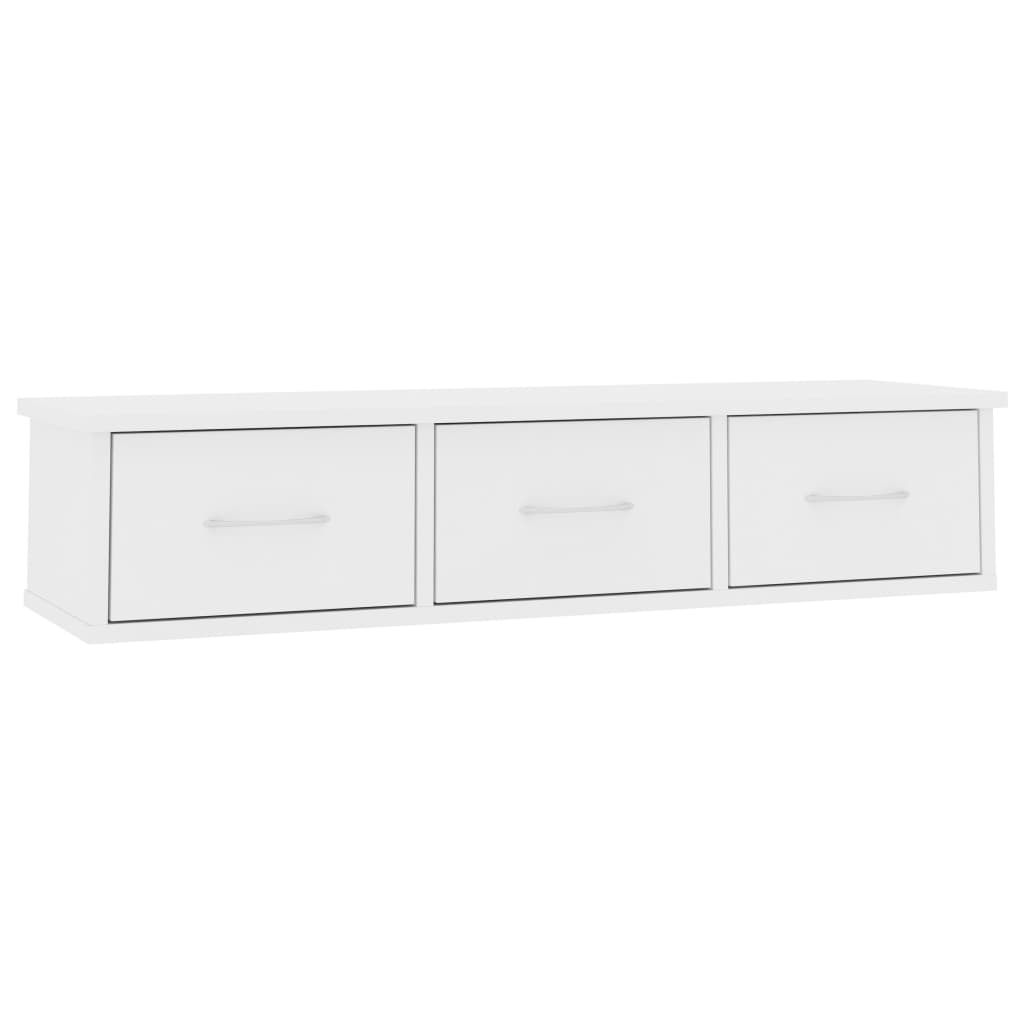 800594 vidaXL Wall-mounted Drawer Shelf White 88x26x18,5 cm Engineered Wood