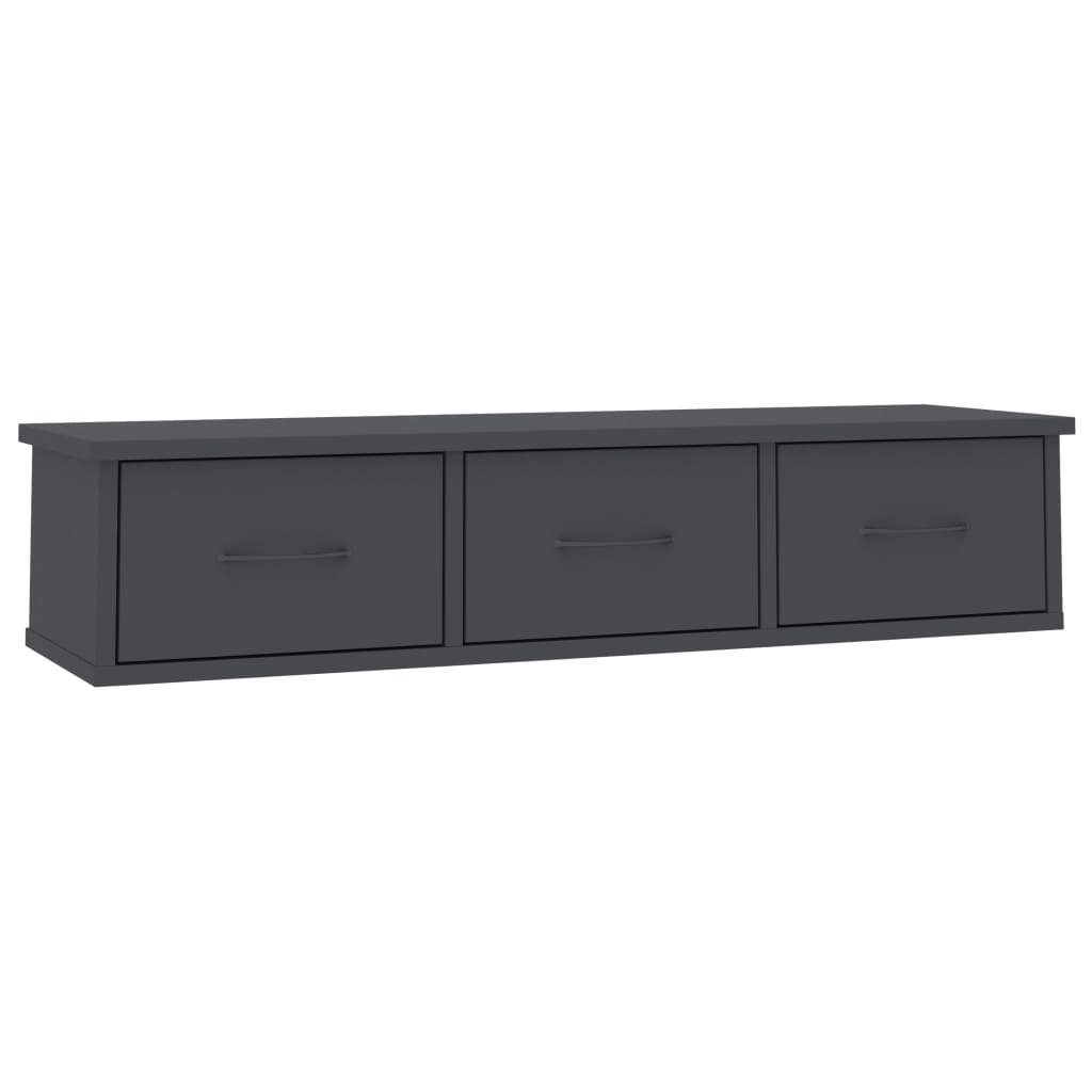 vidaXL Wall-mounted Drawer Shelf Grey 88x26x18.5 cm Engineered Wood