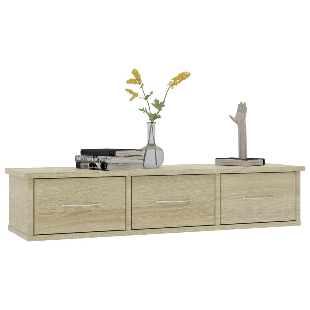 800597 vidaXL Wall-mounted Drawer Shelf Sonoma Oak 88x26x18,5 cm Engineered Wood