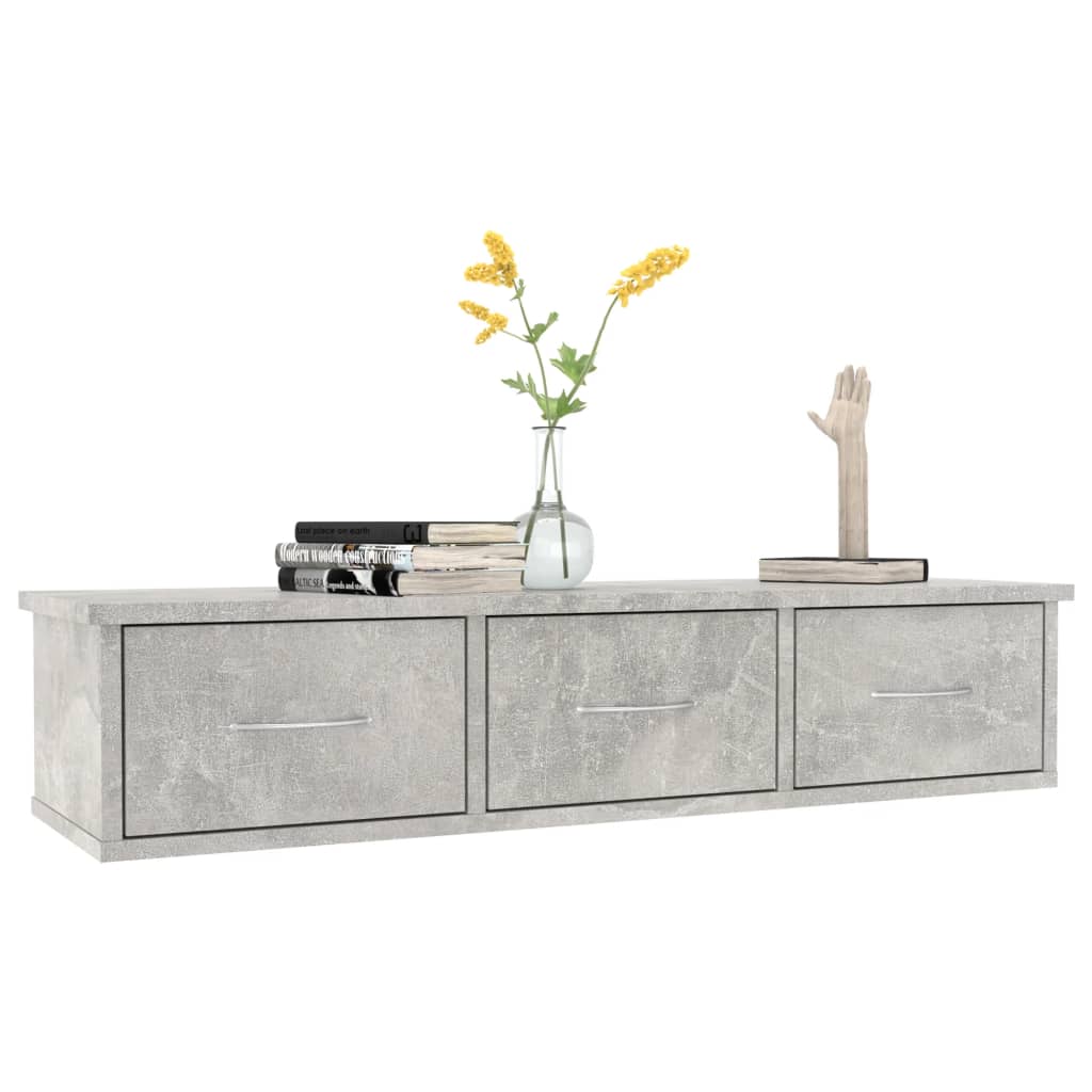 Wall-mounted Drawer Shelf Concrete Grey 88x26x18.5 cm Engineered Wood