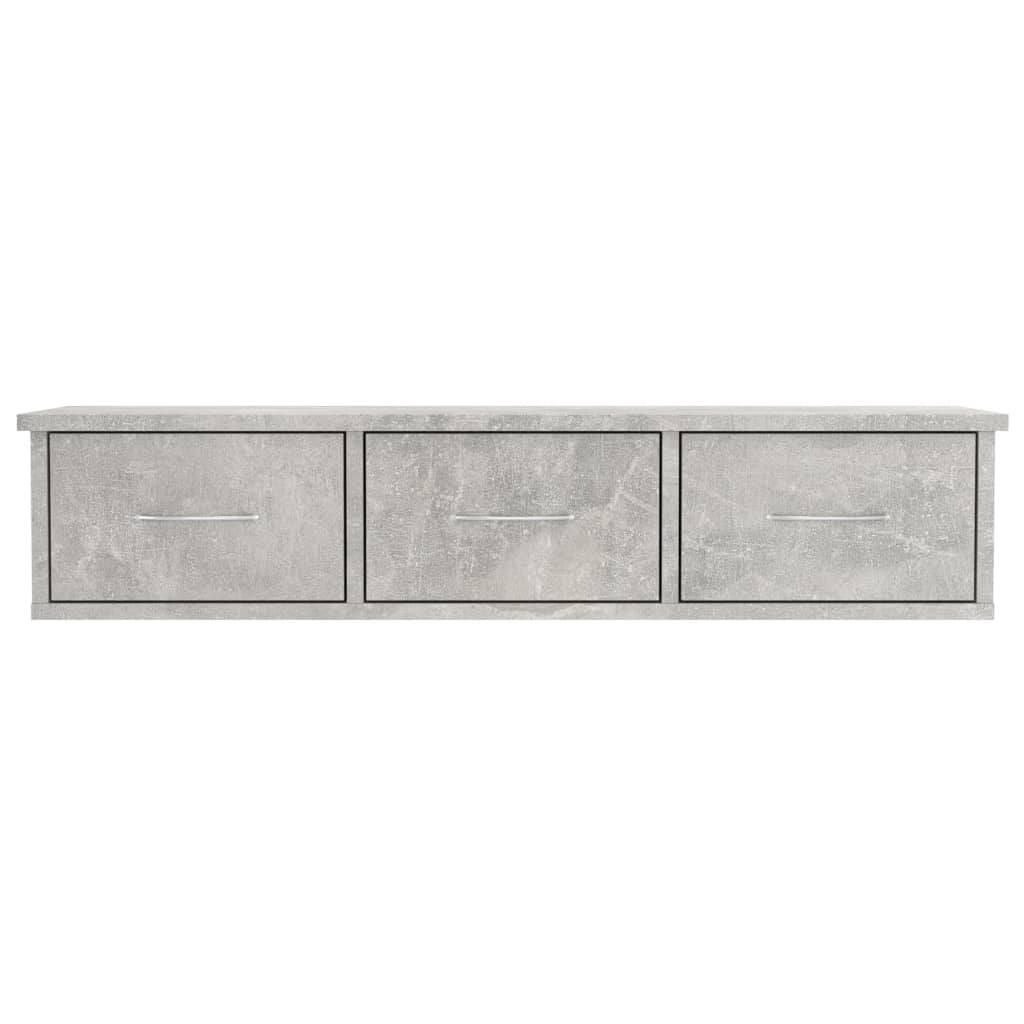 800598 vidaXL Wall-mounted Drawer Shelf Concrete Grey 88x26x18,5 cm Engineered Wood
