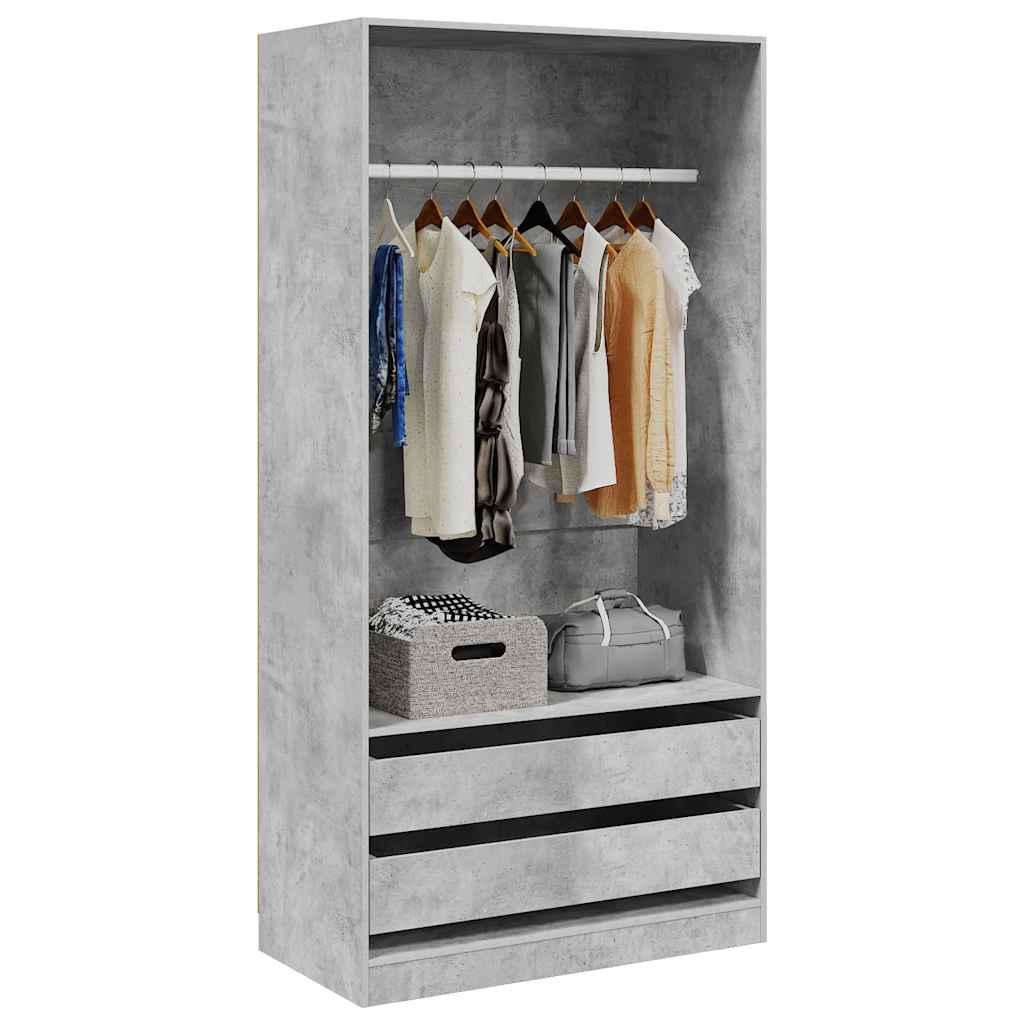 Wardrobe Concrete Grey 100x50x200 cm Engineered Wood