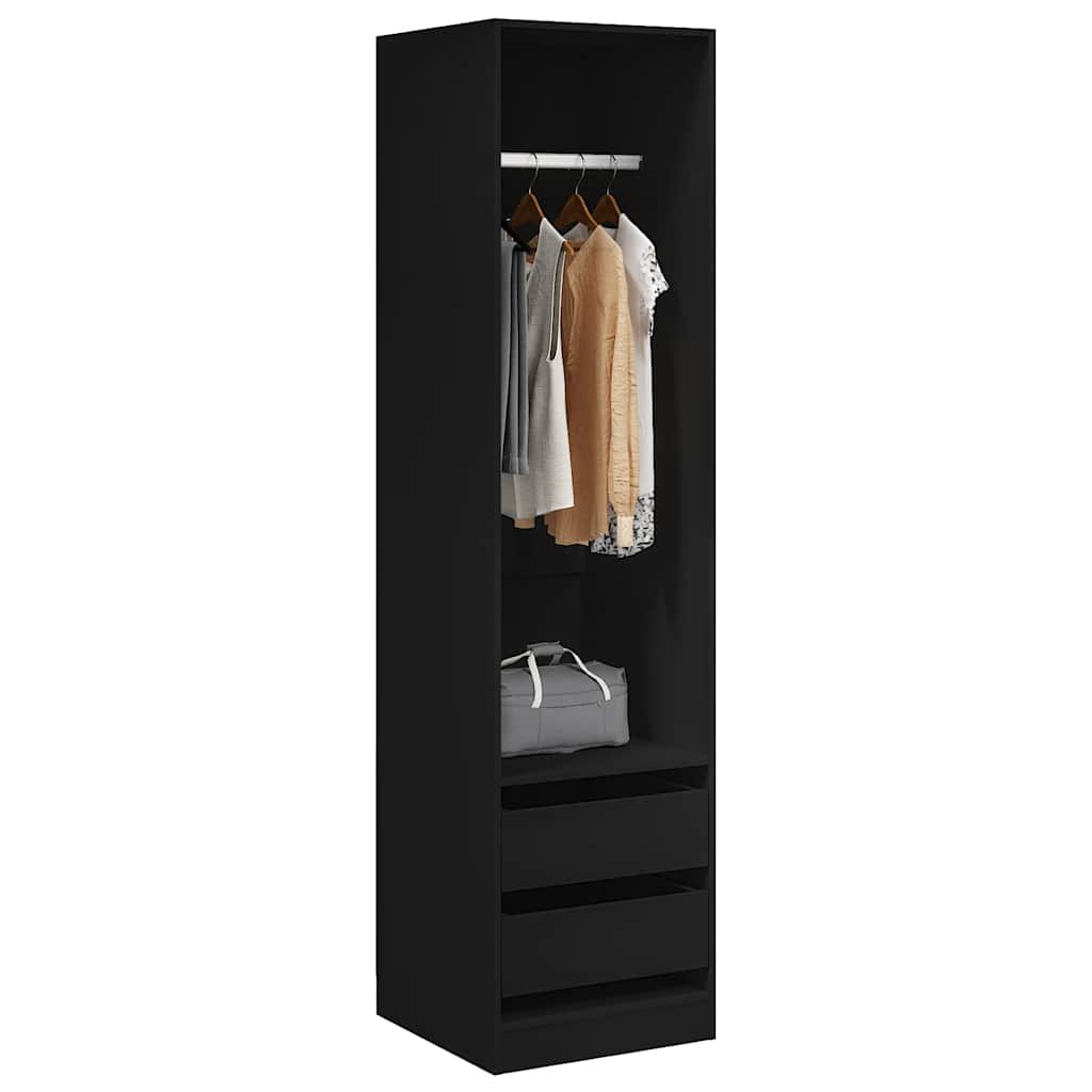 Wardrobe with Drawers Black 50x50x200 cm Engineered Wood
