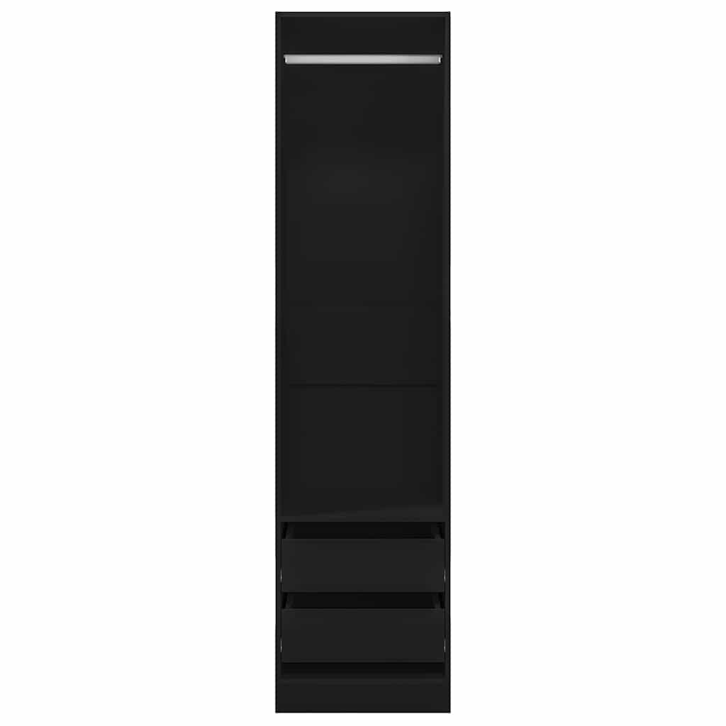 Wardrobe with Drawers Black 50x50x200 cm Engineered Wood