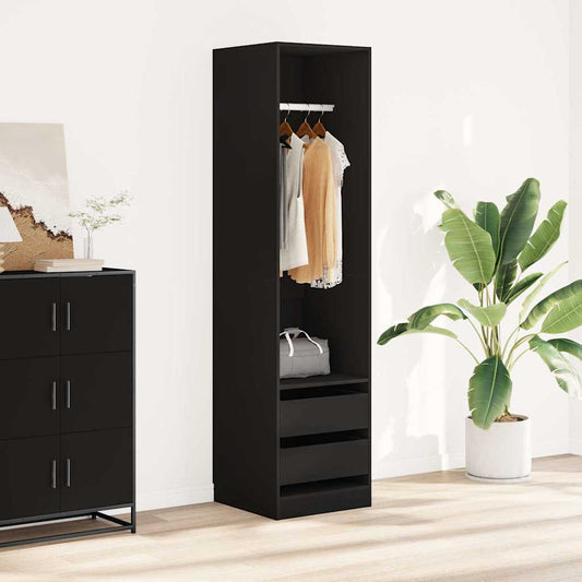 Wardrobe with Drawers Black 50x50x200 cm Engineered Wood