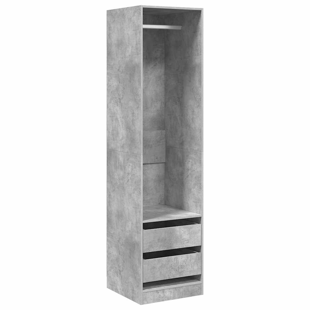 Wardrobe with Drawers Concrete Grey 50x50x200 cm Engineered Wood