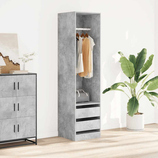 Wardrobe with Drawers Concrete Grey 50x50x200 cm Engineered Wood