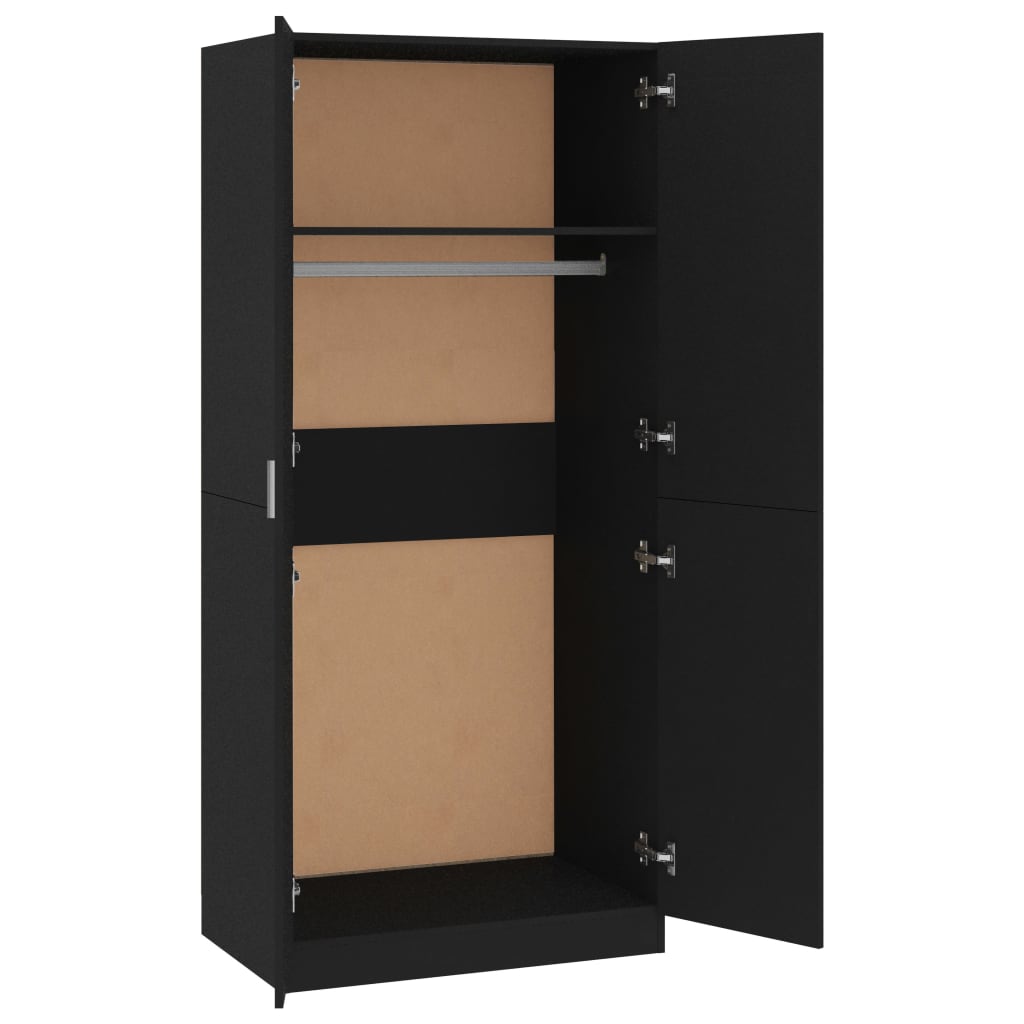 vidaXL Wardrobe Black 80x52x180 cm Engineered Wood