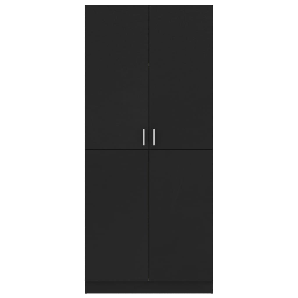 vidaXL Wardrobe Black 80x52x180 cm Engineered Wood