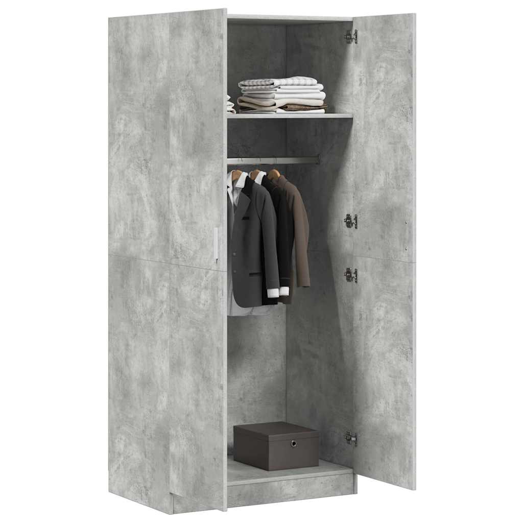 800625 vidaXL Wardrobe Concrete Grey 80x52x180 cm Engineered Wood