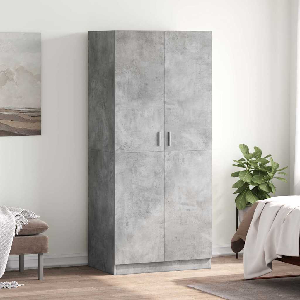 800625 vidaXL Wardrobe Concrete Grey 80x52x180 cm Engineered Wood