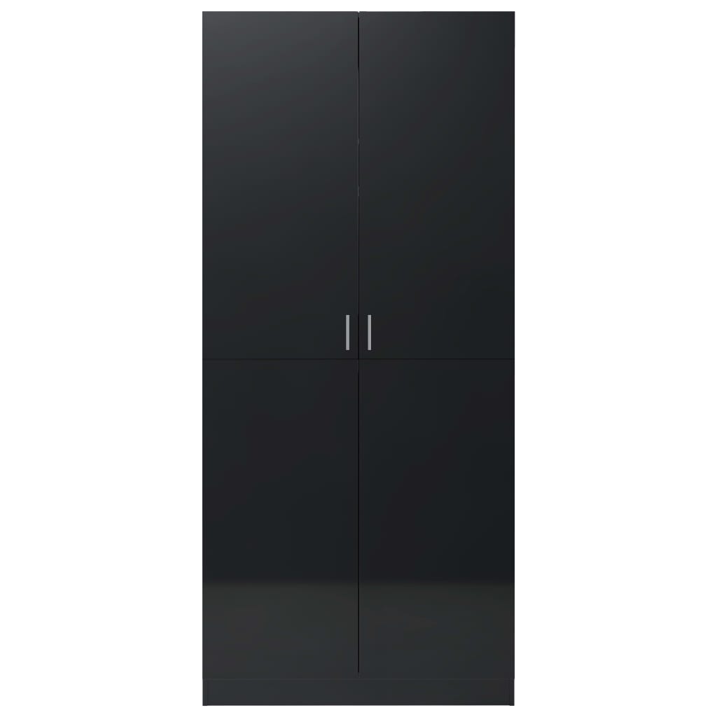 vidaXL Wardrobe High Gloss Black 80x52x180 cm Engineered Wood