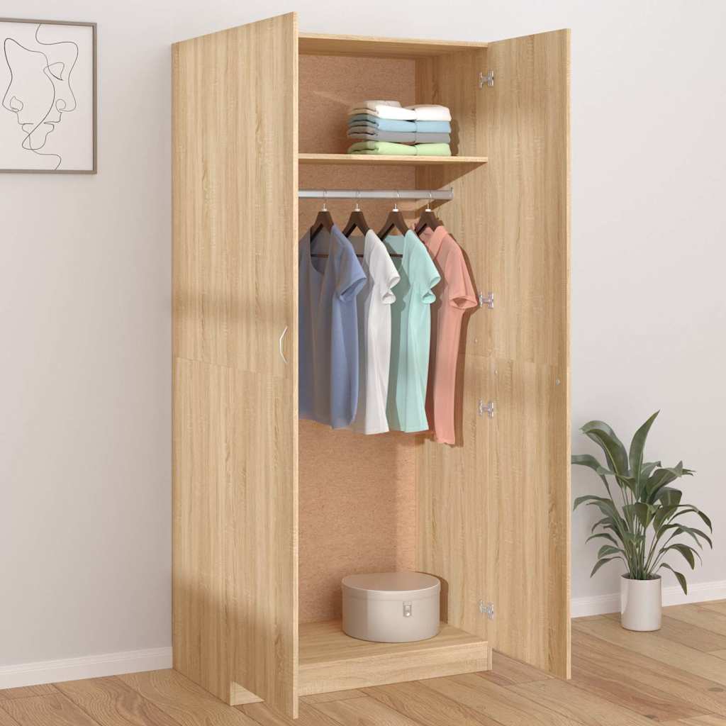 800633 vidaXL Wardrobe Sonoma Oak 90x52x200 cm Engineered Wood