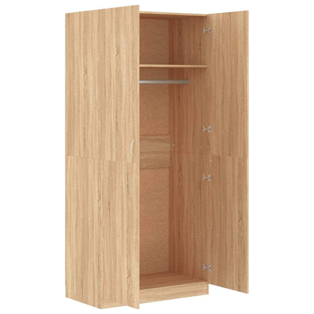800633 vidaXL Wardrobe Sonoma Oak 90x52x200 cm Engineered Wood