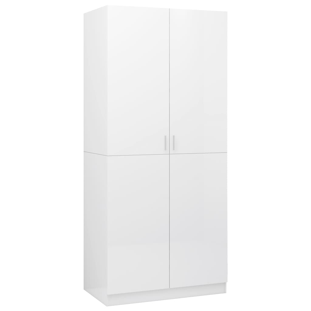 vidaXL Wardrobe High Gloss White 90x52x200 cm Engineered Wood