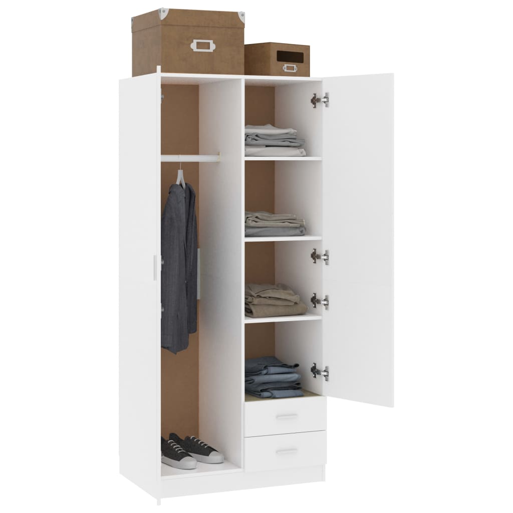 vidaXL Wardrobe White 80x52x180 cm Engineered Wood