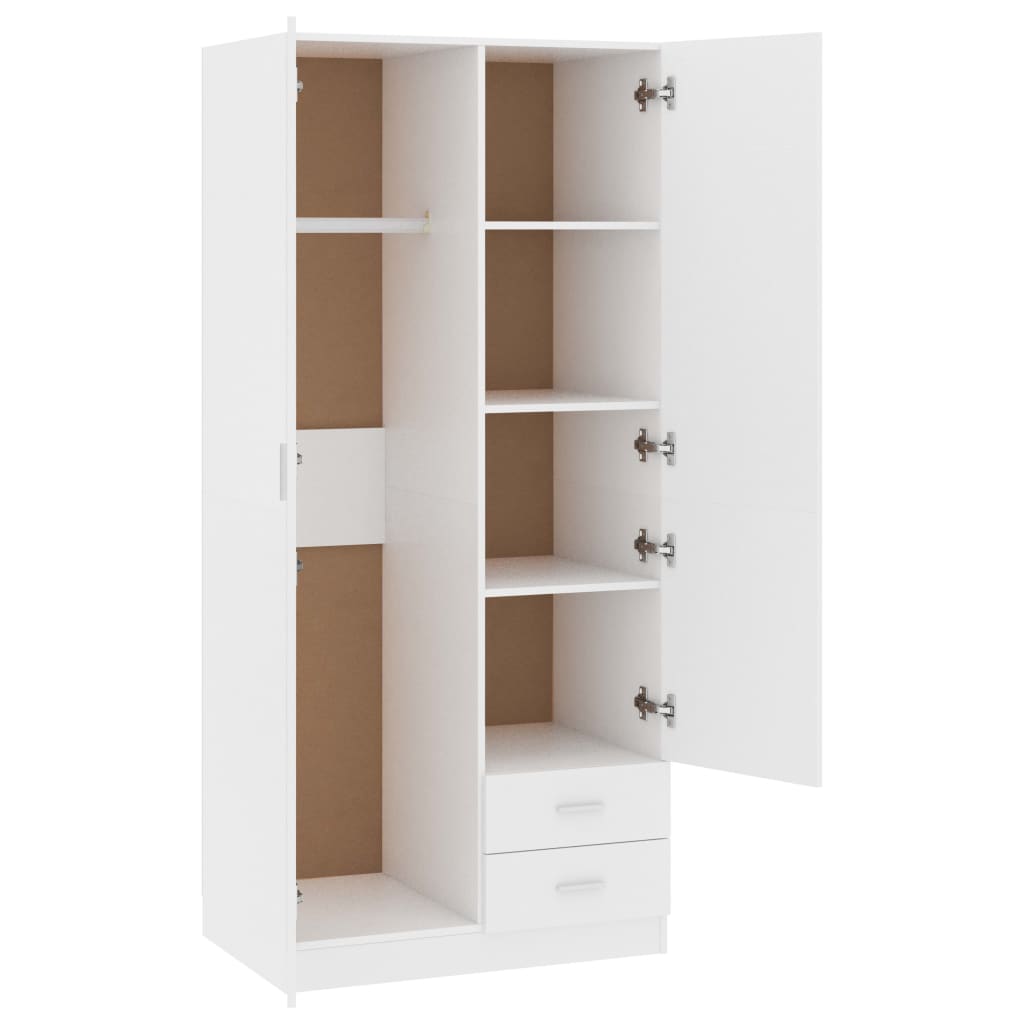 vidaXL Wardrobe White 80x52x180 cm Engineered Wood