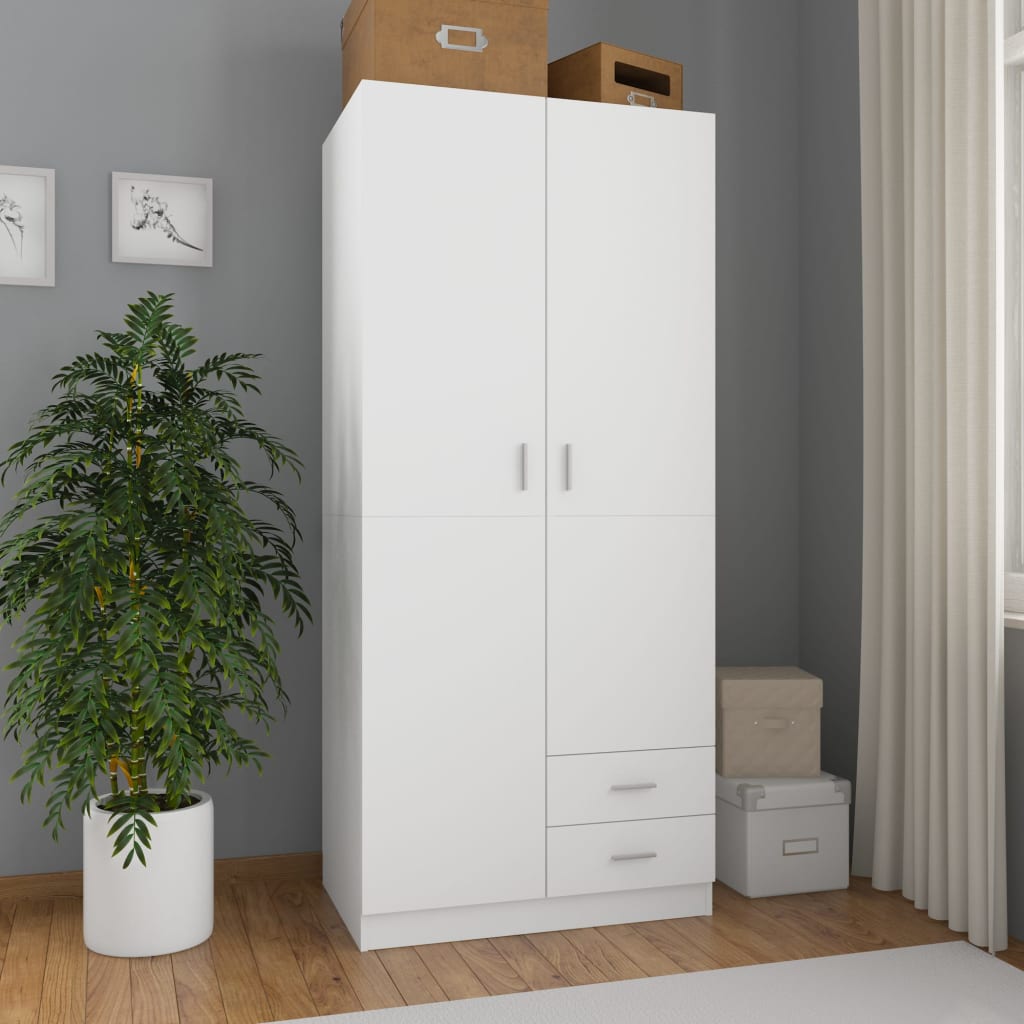 vidaXL Wardrobe White 80x52x180 cm Engineered Wood