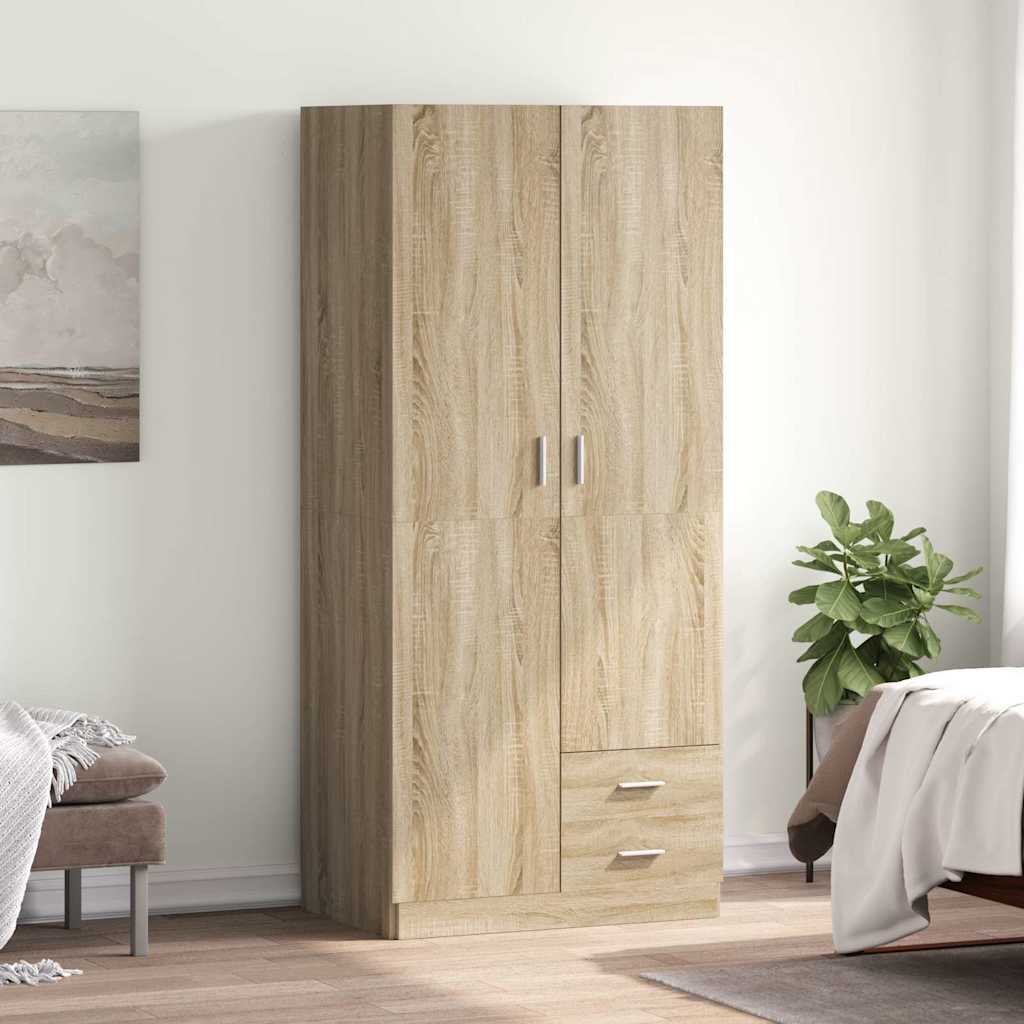 800642 vidaXL Wardrobe Sonoma Oak 80x52x180 cm Engineered Wood