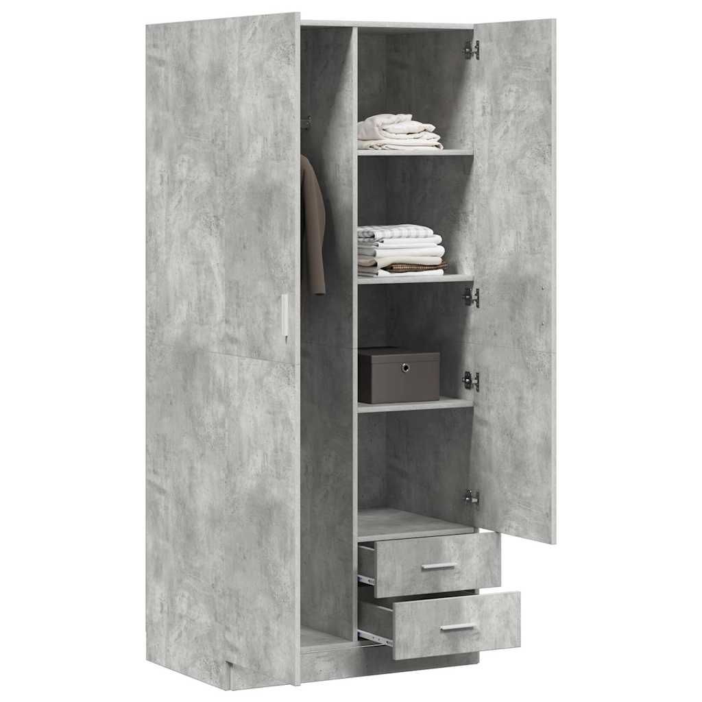 Wardrobe | Concrete Grey | Engineered Wood | Compact | Wardrobe