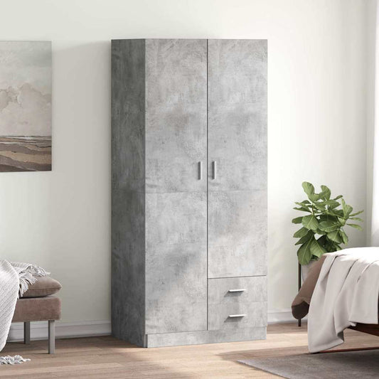 Wardrobe | Concrete Grey | Engineered Wood | Compact | Wardrobe