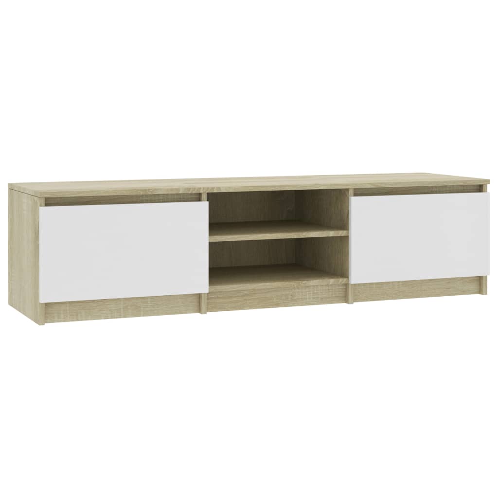 vidaXL TV Cabinet White and Sonoma Oak 140x40x35.5 cm Engineered Wood