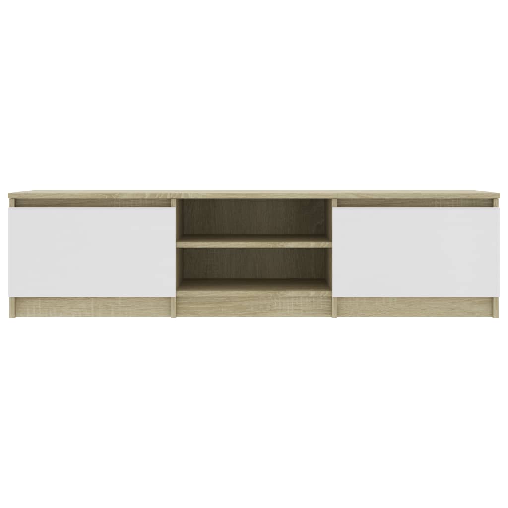 vidaXL TV Cabinet White and Sonoma Oak 140x40x35.5 cm Engineered Wood