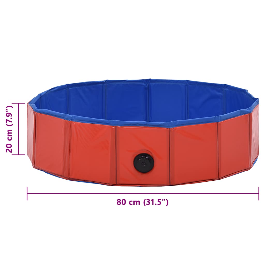 Foldable Dog Swimming Pool Red 80x20 cm PVC