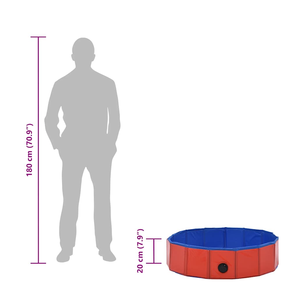 Foldable Dog Swimming Pool Red 80x20 cm PVC