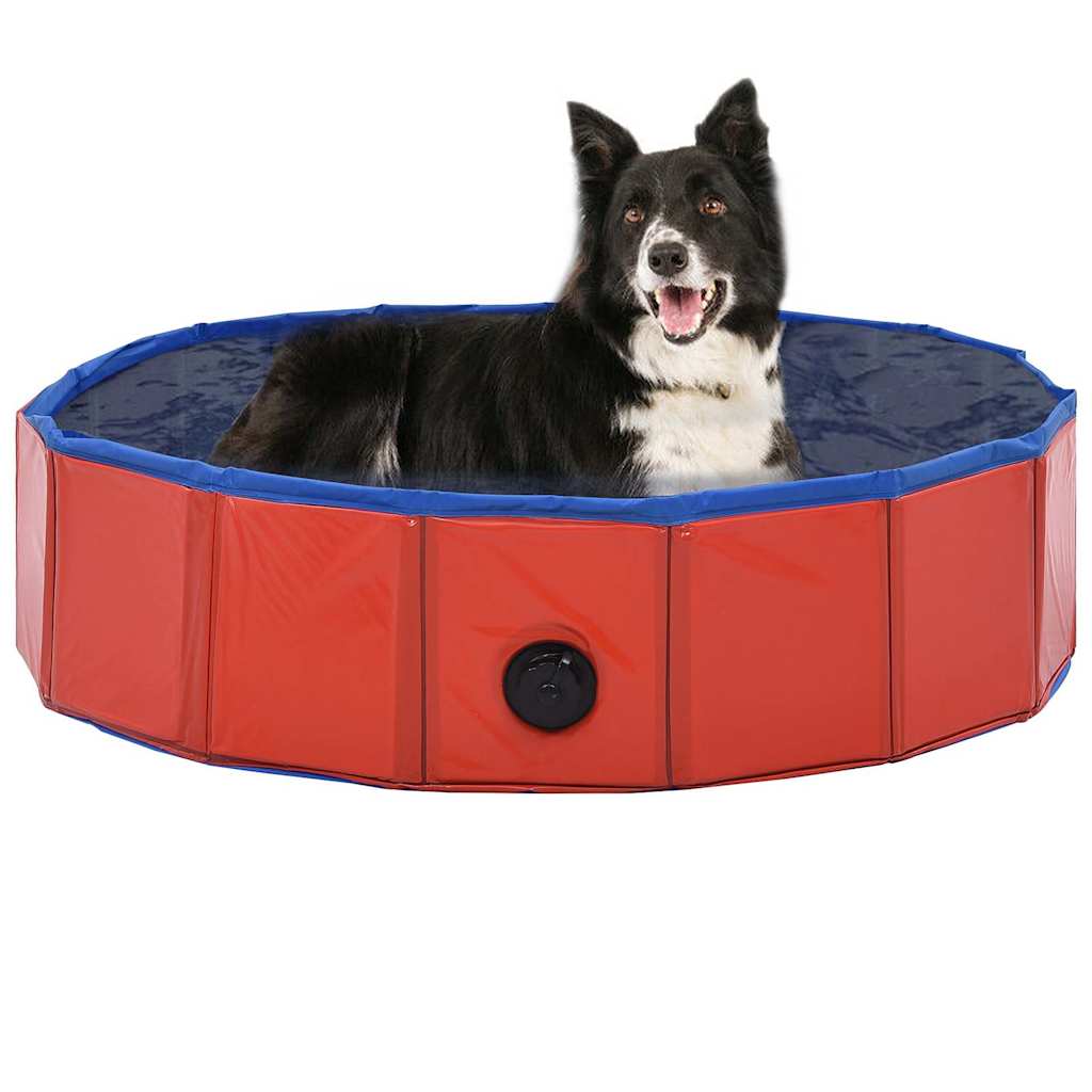 Foldable Dog Swimming Pool Red 80x20 cm PVC