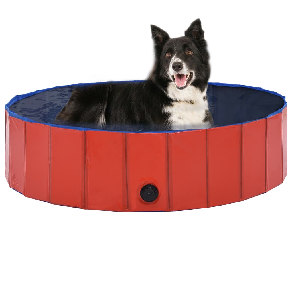 vidaXL Foldable Dog Swimming Pool Red 120x30 cm PVC
