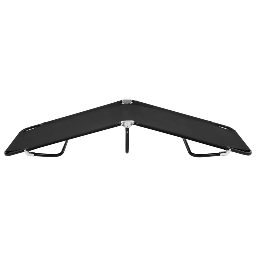 vidaXL Folding Sun Lounger Black Steel