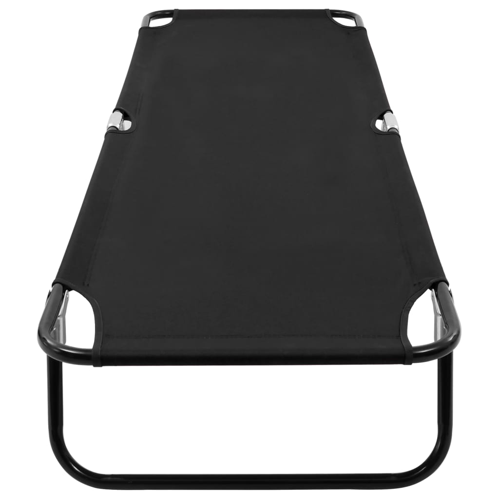 vidaXL Folding Sun Lounger Black Steel