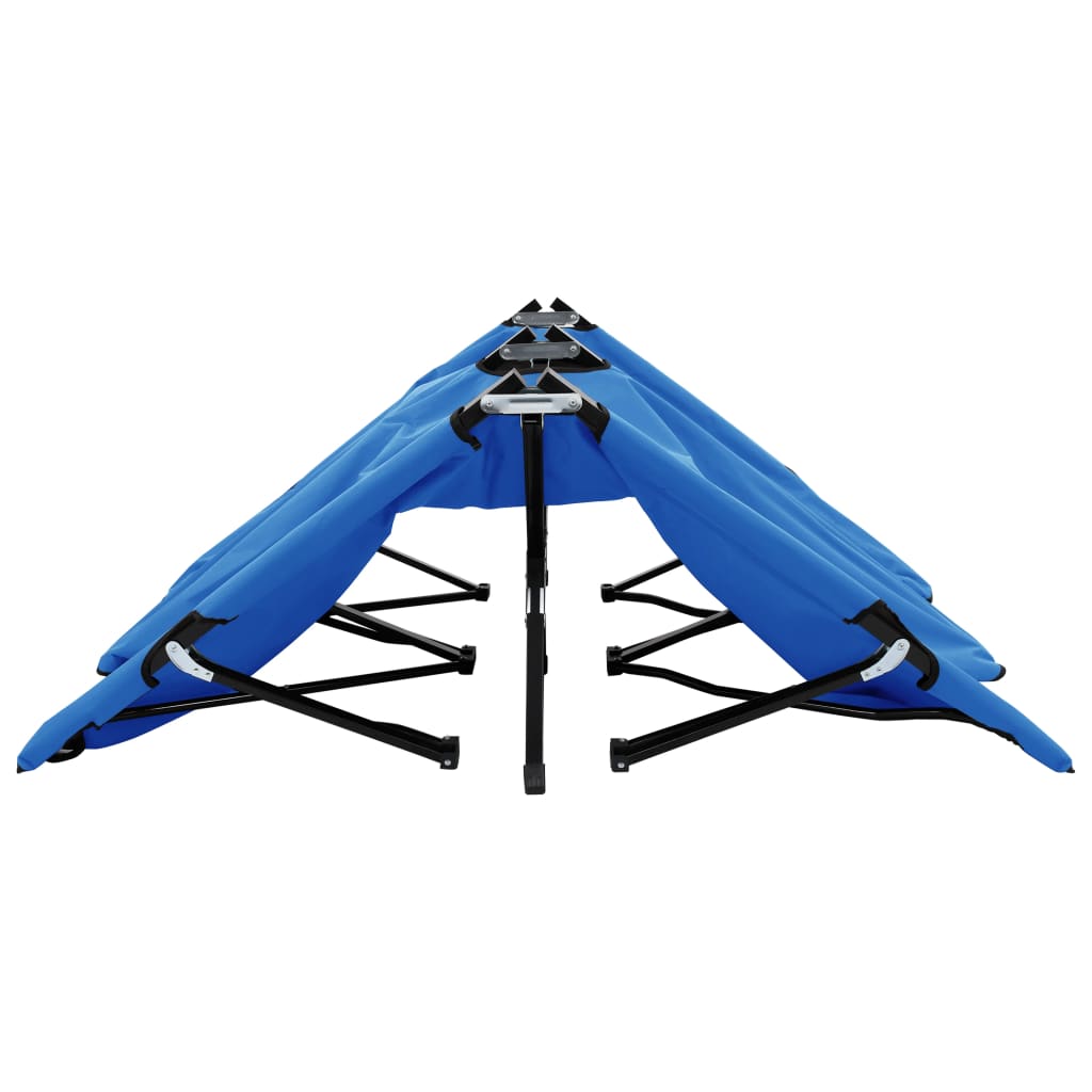 vidaXL Two Person Folding Sun Lounger Blue Steel