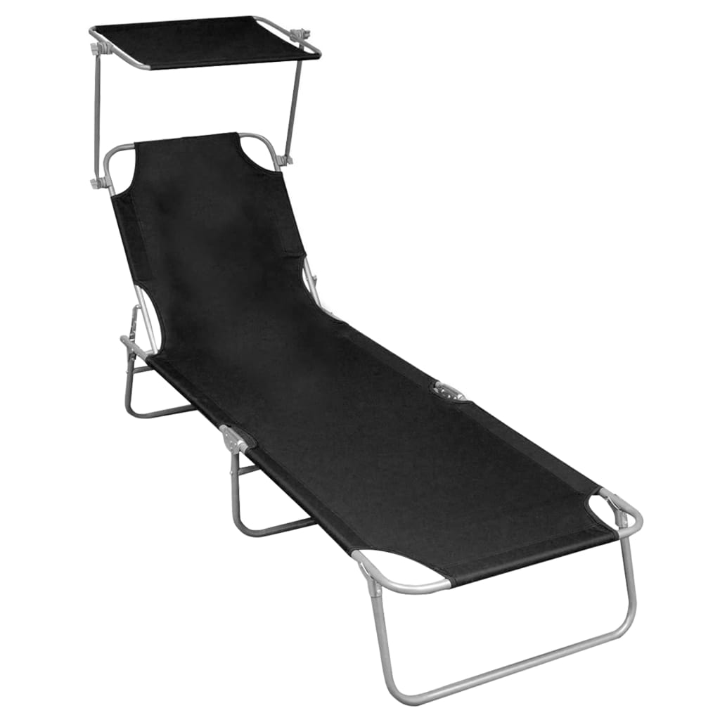 Sunlounger | Black | Powder-coated aluminium | Standard | Foldable