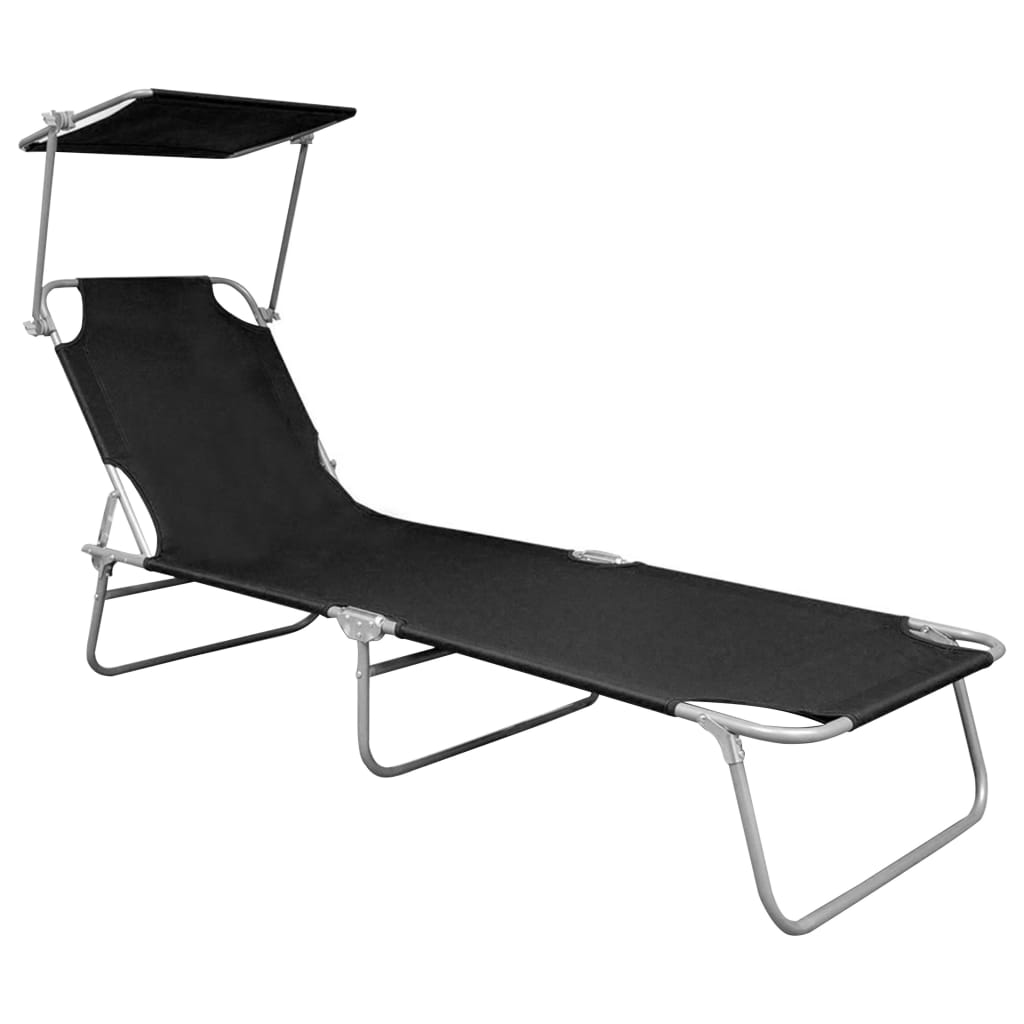 Sunlounger | Black | Powder-coated aluminium | Standard | Foldable