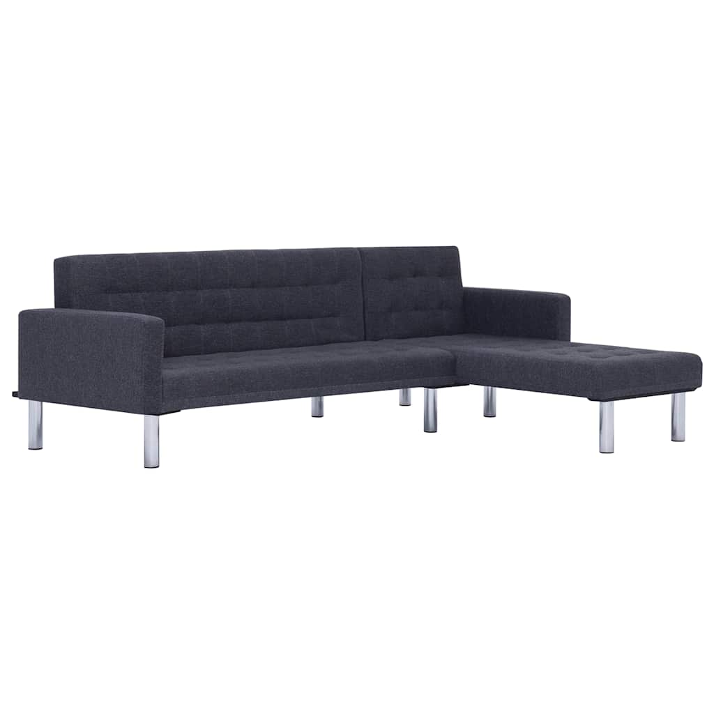 L-shaped Sofa Bed Dark grey Polyester